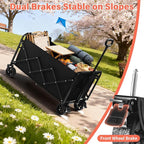 Collapsible Wagon Cart Foldable - Extra Large 500 lbs Capacity Portable Folding Beach Wagon with Wheels - Heavy Duty Utility Cart for Groceries, Shopping, Camping, Sports, Garden - Black