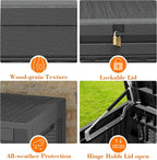 LHBcraft 100 Gallon Outdoor Storage Box Waterproof, Lockable Patio Storage Boxes Outdoor Waterproof for Furniture, Resin Deck Box Doubles as 2-Person Bench Seat, Gardening Tools, Black