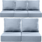 Luxury 22x24/22x25 6-Inch Outdoor Cushions for 5 Peice Patio Furniture Set - Set of 5 Water-Resistant Pillow for Dining Rocking Swivel Chairs Loveseat Couch Sectional Sofa - Baby Blue
