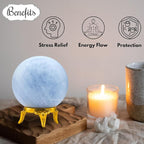 Amazing Gemstone Blue Calcite Crystal Ball with Stand - 2" Inches Crystal Sphere Meditation Balls for Witchcraft and Decorative Balls