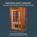 DYNAMIC SAUNAS Barcelona 1- to 2-Person Low EMF FAR Infrared Sauna with Red Light Therapy & Bluetooth Speakers | Personal Indoor Dry Heat Sauna for Home & Gym – Made from Canadian Hemlock