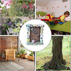 Miniature Fairy Door, Wooden Gnome Door for Trees Wall, Fairy Garden Outdoor Decor Accessories