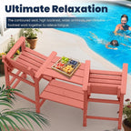 Tall Adirondack Chairs Set of 2, All Weather HDPE Poly Bar Height Balcony Adirondack Chair with Removable Double Connecting Trays, Outdoor Adirondack Barstools for Deck, Patio, Yard, Pool, Lawn