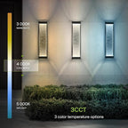 ASD LED 24 Inch Bubble Glass Wall Light Fixture | 22W 530LM 3000-5000K 100-277V | 3CCT, Waterproof, Dimmable, Up-Down Glow, ETL Listed | Exterior Flush Mount Sconce, Outdoor Lighting | Black, 4 Pack