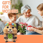 Solar Garden Decor Outdoor Statues Hamster with Succulent and LED Lights Birthday Gifts for Women Mom Grandma Outside Decorations for Lawn, Porch, Yard, Patio, Balcony