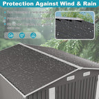 10x12 FT Outdoor Storage Shed, Large Metal Tool Shed with Peaked Roof and Lockable Door, Galvanized Steel Garden Shed with Clear Windows for Backyard Garden Patio Lawn, Gray