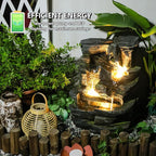5-Tier Cascading Rock Water Fountain Outdoor - 23.6”H Indoor/Outdoor Modern Floor Standing Water Fountain Garden, Patio, Backyard, Deck, Porch and Home Art Decor