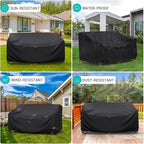 Patio Sofa Cover Waterproof - Heavy Duty 3-Seater Outdoor Couch Cover Patio Furniture Covers with Air Vent and Handles, 90" L×42" D×32" H, Black