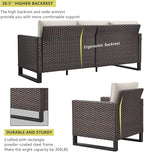 HUMMUH 8 Piece Patio Furniture All Weather 6-Seater Outdoor Sectional Sofa with Patio Swivel Chairs and Outdoor Chairs Ottomans for Porch,Garden,Backyard,Deck(Brown/Beige)
