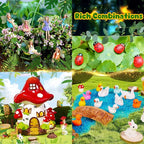 56 Pcs Fairy House Garden Kit Miniatures Fairy Garden Accessories Mini Resin Figurines Animals Decor Mushroom House Outdoor Ornaments for DIY Micro Landscape Ornament