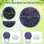 Goplus 2 PCS 15 Inch Artificial Plant Topiary Ball, Round Faux Lavender Balls Outdoor, Garden Spheres Decorative for Front Door, Porch, Backyard, Balcony, Patio, Wedding and Home Décor