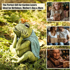 Solar Garden Decor Frog Prince Statue Outdoor, Birthday Gifts for Women Mom Grandma Senior Elder, Frog Ornament for Balcony, Garden, Patio, Yard, Lawn