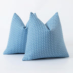 Kevin Textile Outdoor Waterproof Throw Pillow Covers Pack of 2 Farmhouse Decorative Cushion Covers for Garden Patio Tent Balcony Bench Couch Sofa 20x20 Inch, Light Blue