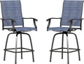 Sophia & William Patio Swivel Bar Stools Set of 2, Bar Height Patio Chairs, High Top Patio Chairs, Supports 300 lbs (Blue Fabric)