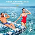 Pool Floats Adult 1-2-3 Person Inflatable Lounger, Extra Large Tanning Recliner Floaty Chair Raft with Backrest, Footrest, Cup Holder for Pool, Lake, River, Beach, Ocean & Party Use