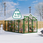 6x10 ft Greenhouse with Roof Vent, Aluminum Walk-in Greenhouses for Outdoors, Heavy Duty Garden House for Backyard, Patio, Easy Assembly