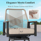 Outdoor Swivel Bar Stools Set of 2, Rattan High Top Patio Chairs with Waterproof Cushion and Armrest, All-Weather Bar Height Furniture for Outside Patio Balcony and Pool, Beige