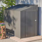 4×8 FT Outdoor Metal Storage Shed,Heavy-Duty Lean to Storage Shed with Lockable Door and Reinforced Beams,All Weather Waterproof Storage House W/2 Air Vents,for Backyard,Patio,Lawn,Dark Gray