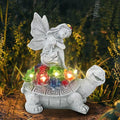 Solar Fairy Garden Statue, Angel Fairy on Solar Turtles for Outdoors with LED Lights, Garden Angels Outdoor Statue, Balcony Lawn Yard Decor Gift for Mom Grandma