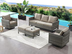 HUMMUH Patio Swivel Chairs Set of 2,PE Wicker Outdoor Rocker Chairs Bistro Set Porch Balcony Furniture with Cushions