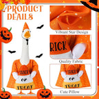 Sanwuta 1 Set Halloween Porch Goose Outfit Candy Corn Pillow Design with Hat for 23" Lawn Cement Goose Porch Geese Clothes Costume for Halloween Garden Patio Yard Outdoor Decorations