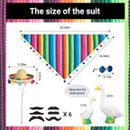 XIMEO Porch Goose Outfit for 17" & 23" Lawn Goose – Funny Fiesta Clothes Set with Hat, Sunglasses & Mustache – Holiday Porch Goose Decoration for Garden Statue