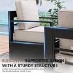 Outdoor Patio Furniture Set, 3-Piece Aluminum Patio Conversation Set All-Weather Metal Outdoor Sectional with 6 Inch Thick Cushions, Deep Setting for Garden, Outside and Porch