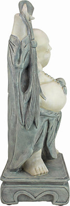 Design Toscano Jolly Hotei Laughing Man Asian Decor Indoor/Outdoor Garden Statue, 26 inches tall, Cast Stone Resin, Two Tone Stone Finish