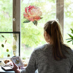 FLAGWIX Christmas Peony Flowers Gifts for Grandma - Stained Glass Window Hanging 10 in - Birthday Gifts for Women Mom, Grandma Gift, Peony Sun Catchers Indoor Window, Suncatchers Christmas Decorations