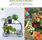 S AFSTAR Metal Plant Stand, Two Tiered Garden Cart Shelf for Indoor Outdoor Home Garden Patio, Parisian Style Flower Pot Holder, Stable and Durable