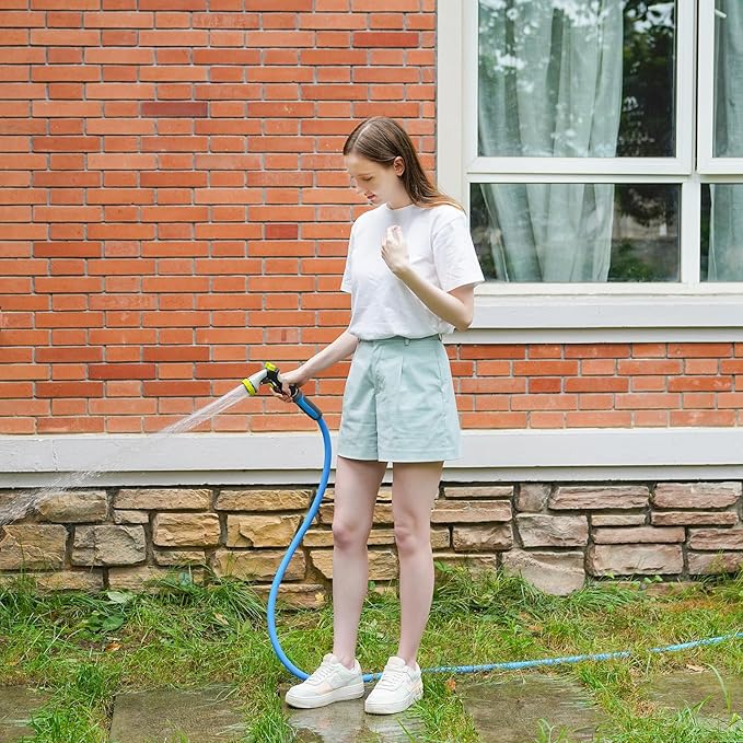 Fevone Garden Hose 12 ft., Lightweight Hybrid Water Hose, Flexible and Durable, Leak-Free Connections