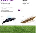 PURPLE LEAF 12ft Solar powered LED Patio Umbrella Outdoor Round Umbrella Large Cantilever Umbrellas with LED lights Windproof Offset Umbrellas Sun Umbrella for Garden Deck Pool Patio, Navy Blue