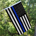 Embroidered Thin Blue Line Police Flag 3x5 Outdoor Lives Matter Law Enforcement Banner Polyester Fiber Back the Blue Flag Bright Color with Durable Canvas Header and 2 Brass Grommets