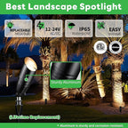 Low Voltage Landscape Spotlights, Black Outdoor LED 12V LED Lights, Waterproof Aluminum Uplighting for Tree House Garden Without MR16 Bulb 4 Pack