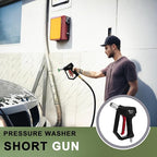 Short Pressure Washer Gun with Swivel, 1/4" Automatic Quick Connector Power Washer Handle with 3/8" Swivel Male Plug Coupler, Addition M22-14mm Adapter