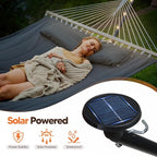 SUNCREAT Double Hammock with 12 ft Stand, Solar Powered Lights Included, Outdoor Hammock for Outside, Dark Gray