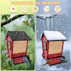 Squirrel Proof Bird Feeders for Outdoors Hanging, 5LB Capacity Metal Wild Birdfeeders Outside Hanging, Cardinal Bird Feeder Squirrel Proof as Various Finch Feeders for Outside(red)