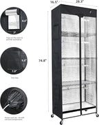 WORTH Mini Greenhouse with LED Grow Lights & Digital Thermo-Hygrometer – Portable Indoor Plant Grow Tent with Oxford Fabric Cover, Adjustable Shelves, Casters & Ventilation Flaps for Seed Starting
