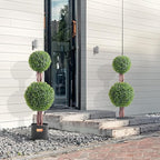 VEVOR Artificial Boxwood Topiary Tree, 36 inch Tall (2 Pieces), Double Ball Faux Topiary Trees, Faux Plant w/Extra Leaves & Pot & Small Decoration, UV Rated Set for Home Decor Indoor/Outdoor
