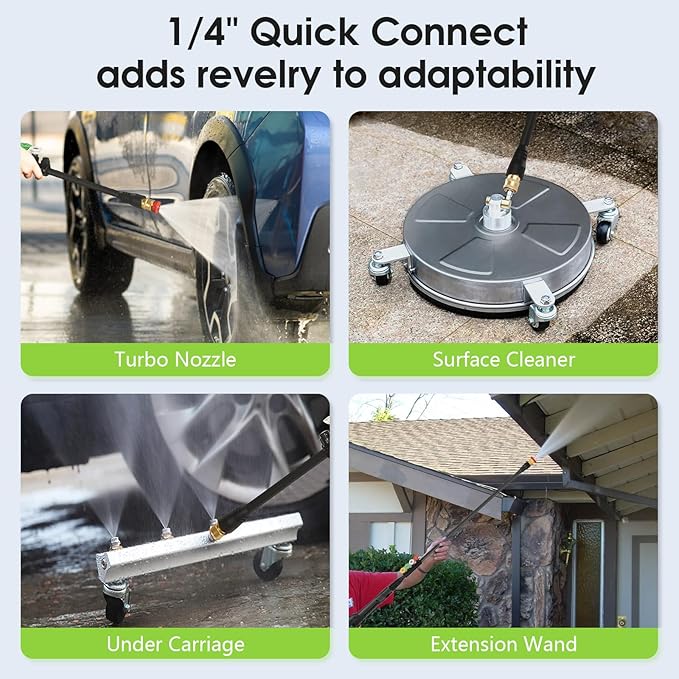 Pressure Cleaner 5000 PSI,2.8 GPM Power Cleaner with Foam Cannon,Portable Cleaner with 33ft Hose Reel,4 Nozzle Tips,and Soap Bottle for Cars/Home/Driveways/Patios/Decks/Fences(Green)