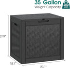 Outdoor Storage Box, Resin Deck Boxes Indoor and outdoor, Waterproof Storage Box Lockable Lid (Black, 35 Gallon)