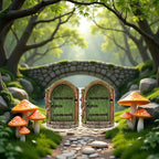 2Pcs Green Fairy Door Wooden Miniature Fairy Gardens Doors Outdoor Mini Fairy Gnome House Accessories for Tree Trunk Ornaments Garden Miniatures, Outdoor Statues,Garden Sculptures and Statues