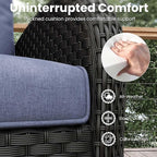 6 Pieces Patio Furniture Sets, Wicker Rattan High Back Outdoor Swivel Rocking Chairs Set with 3-Seat Couch, Ottomans and Side Table
