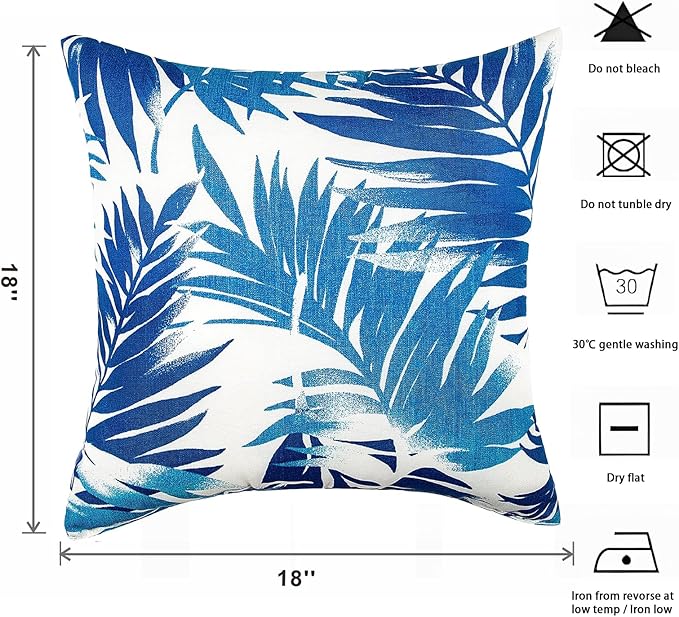Outdoor Pillow Cover, Outdoor Lumbar Pillow Covers 2PCS Waterproof Pillow Covers 18x18 Inch Home Decor for Furniture Patio Couch Bed Sofa Bedroom