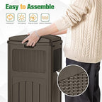 Flamaker 30 Gallon Trash Can, Resin Outdoor Garbage Can with Lid, Waterproof Hideaway Patio Waste Bins for Outside Use (Deep Brown)
