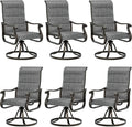 UDPATIO Patio Swivel Dining Chairs Set of 6, Outdoor Swivel Chairs High Back with All Weather Padded Textilene, Metal Rocking Frame for Lawn Garden, Dark Grey