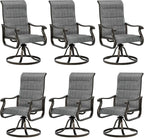 UDPATIO Patio Swivel Dining Chairs Set of 6, Outdoor Swivel Chairs High Back with All Weather Padded Textilene, Metal Rocking Frame for Lawn Garden, Dark Grey