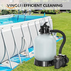 VINGLI Sand Pool Filter 16 in Tank with A 3/4 HP Pump 115V Above Ground Inground Swimming Pool Pump with Filter Basket,3435 GPH