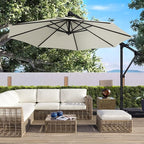 ABCCANOPY 10FT Cantilever Umbrella Offset Hanging Patio Umbrella with Base Stand Rotate and Tilt，Suitable for Garden, Lawn, Backyard（Light Beige）