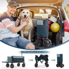 Timber Ridge 47" L Collapsible Wagon with Tailgate & Brake, 550lbs Heavy Duty Beach Wagon with All-Terrain Big Wheels, 250L Foldable Utility Cart for Sand Camping Sports Shopping, Blue